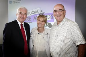 Paul Clark with Dr Cathy Jack and Ciaran Mulgrew