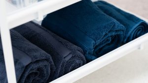 Close-up image of towels on kindness trolley