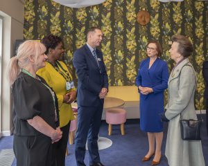 Her Royal Highness The Princess Royal greets officials from Belfast Trust and the Royal College of Occupational Therapists.